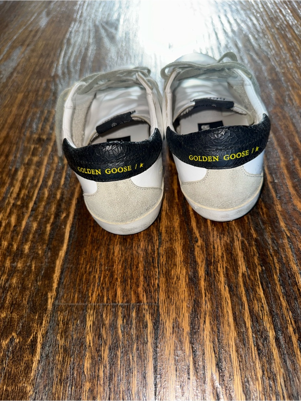 Golden Goose White Leather Sneakers with Purple Glitter Star - Picture 3 of 5